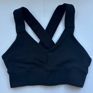 Alo Ribbed Black Sports Bra, Small